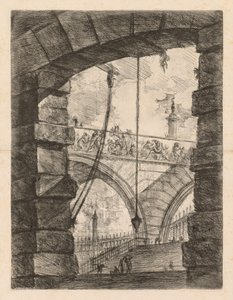 De gevangenissen: Een hoge boog met een fries door Giovanni Battista Piranesi