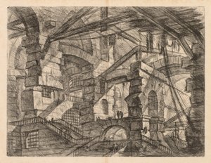 De Gevangenissen: Een Perspectief van Colonnades met Zig-Zag Trap, 1745-1750 door Giovanni Battista Piranesi