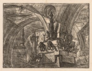 De gevangenissen: ronde bogen die uit een vierkante kolom ontspringen, 1745-1750