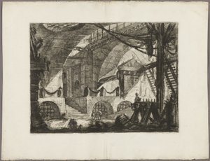 De Zaagbok, plaat 12 uit Imaginaire Gevangenissen door Giovanni Battista Piranesi