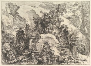 De skeletten, uit Grotteschi, ca. 1748 door Giovanni Battista Piranesi