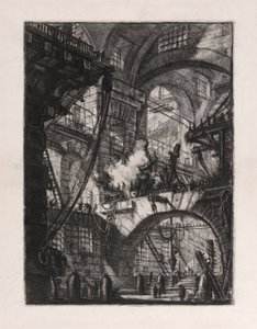 Het rokende vuur, plaat 6 uit Carceri door Giovanni Battista Piranesi