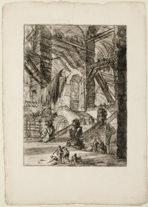 De Trap met Trofeeën, plaat 8 uit Imaginaire Gevangenissen door Giovanni Battista Piranesi