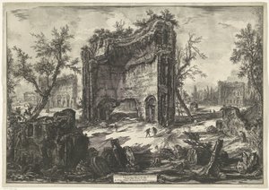 Thermen van Trajanus te Rome Veduta degli Avanzi delle Fabbriche del Secondo Piano delle Terme di Tito (titel op object) Gezichten op Rome (serietitel) Vedute di Roma disegnate ed incise da Giambattista Piranesi architetto Veneziano (serietitel)