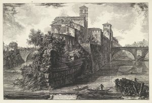 Tibereiland te Rome Gezichten op Rome door Giovanni Battista Piranesi