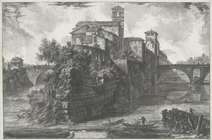 Tibereiland te Rome door Giovanni Battista Piranesi