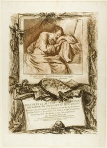Titelpagina: Verzameling van verschillende tekeningen gegraveerd naar Barbieri da Cento (bekend als Guercino) gegraveerd op koper en gepresenteerd aan Thomas Jenkins, schilder en lid van de Academie van Sint Lucas, uit respect en vriendschap van zijn mede