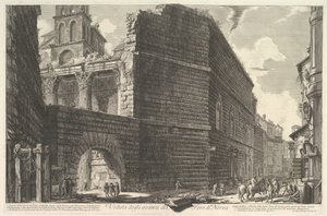 Veduta degli avanzi del Foro di Nerva, larcade et la muraille Het Forum van Augustus door Giovanni Battista Piranesi