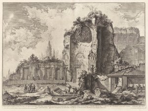 Gezicht op de overblijfselen van twee Triclini die behoorden tot het Gouden Huis van Nero door Giovanni Battista Piranesi