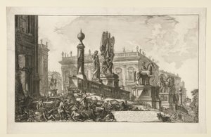 Veduta del Campidoglio di fianco (Zicht op het Campidoglio, vanaf de zijkant), uit Vedute di Roma door Giovanni Battista Piranesi