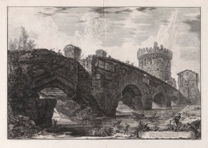 Gezicht op de Ponte Lugano door Giovanni Battista Piranesi