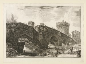 Gezicht op de brug van Lugano door Giovanni Battista Piranesi