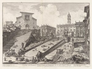 Veduta del Romano Campidoglio con Scalinata che va