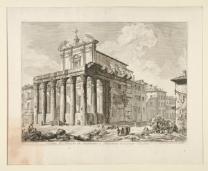 Veduta del Tempio di Antonino e Faustina in Campo Vaccino. (Uitzicht op de Tempel van Antoninus en Faustina in het Romeinse Forum), uit Vedute di Roma door Giovanni Battista Piranesi