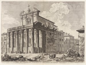 Veduta del Tempio di Antonino e Faustina in Campo Vaccino, uit Vedute di Roma door Giovanni Battista Piranesi