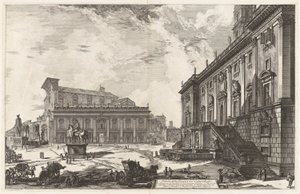 Veduta della Piazza del Campidoglio, uit Vedute di Roma door Giovanni Battista Piranesi