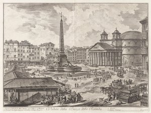 Veduta della Piazza della Rotunda (Uitzicht op de Piazza della Rotonda [met het Pantheon op de achtergrond]), uit Vedute di Roma (Gezichten van Rome)