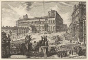 Veduta della Piazza di Monte Cavallo (Uitzicht op het Piazza di Monte Cavallo [Piazza del Quirinale met het Quirinaal Paleis in het midden]), uit Vedute di Roma (Gezichten van Rome)