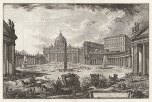 Gezicht op het Grote Plein en de Basiliek van Sint-Pieter door Giovanni Battista Piranesi