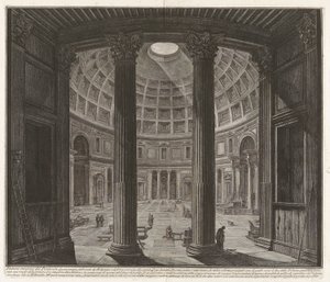Interieurzicht van het Pantheon door Giovanni Battista Piranesi