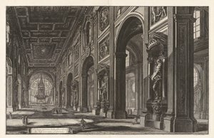 Interieur van de Basiliek van San Giovanni Laterano, uit Vedute di Roma door Giovanni Battista Piranesi