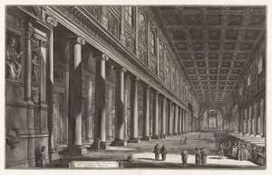 Interieur van de Basiliek van Santa Maria Maggiore, uit Vedute di Roma