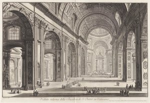 Veduta interna della Basilica di S. Pietro in Vaticano door Giovanni Battista Piranesi