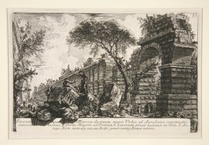 Veterum Aquae Marciae ductuum, muris Urbis ab Aureliano constructis (Oude aquaduct van de Acqua Marcia), uit Della Magnificenza ed Architettura de door Giovanni Battista Piranesi