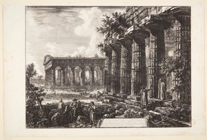 Aanzicht van enkele zuilen van de gevel tegenover die op de voorgaande plaat door Giovanni Battista Piranesi