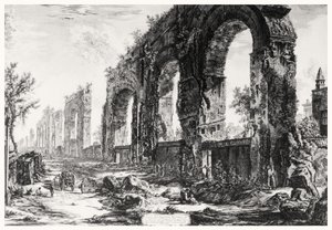 Zicht op het Aquaduct van Nero, uit de 