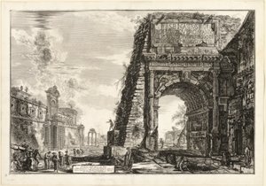 Zicht op de Boog van Titus, uit Zichten van Rome door Giovanni Battista Piranesi