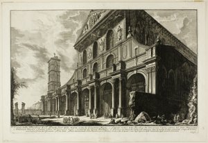 Uitzicht op de basiliek van S. Paolo fuori delle Mura [St. Paulus buiten de muren], gebouwd door Constantijn de Grote, uit Zichten van Rome