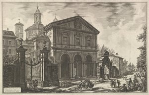 Uitzicht op de basiliek van San Sebastiano fuori delle mura [Sint Sebastiaan buiten de muren], ca. 1750 door Giovanni Battista Piranesi