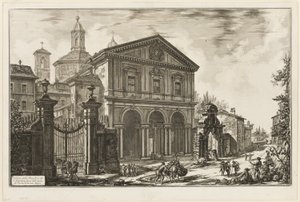 Zicht op de Basiliek van San Sebastiano fuori delle mura [St. Sebastiaan buiten de Muren] aan de Via Appia, uit Zichten op Rome door Giovanni Battista Piranesi