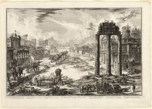 Uitzicht op het Campo Vaccino, uit Zichten van Rome door Giovanni Battista Piranesi