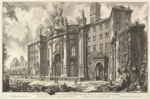 Uitzicht op de gevel van de Basiliek van S. Croce in Gerusalemme, ca. 1750