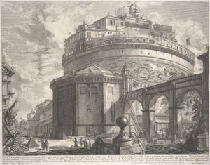 Uitzicht op het Mausoleum van de Keizer Hadrianus nu genaamd Castel S. Angelo... door Giovanni Battista Piranesi