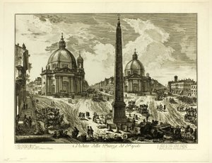 Uitzicht op de Piazza del Popolo, uit Zichten van Rome door Giovanni Battista Piranesi