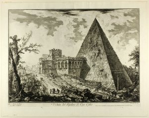 Uitzicht op de Piramidale Tombe van Cestius, uit Zichten op Rome door Giovanni Battista Piranesi