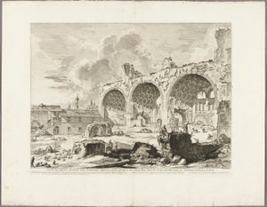 Zicht op de Resten van de Eetkamer van het Gouden Huis van Nero, gewoonlijk de Tempel van Vrede genoemd, uit Zichten van Rome door Giovanni Battista Piranesi