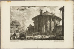 Uitzicht op de Tempel van Cybele op het Piazza van de Bocca della Verità, uit Zichten van Rome door Giovanni Battista Piranesi