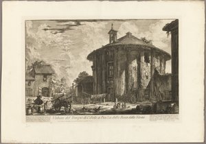 Uitzicht op de Tempel van Cybele op het Piazza van de Bocca della Verità, uit Zichten van Rome door Giovanni Battista Piranesi