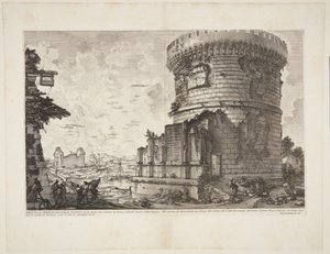 Uitzicht op het graf van de Plautii op de weg van Rome naar Tivoli nabij de Ponte Lugano door Giovanni Battista Piranesi