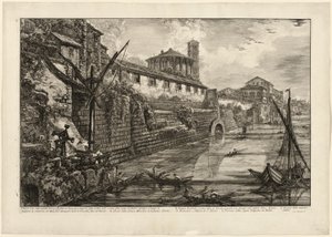 Uitzicht op de oude structuur gebouwd door Tarquinius Superbus genaamd de Bel Lido, en zoals anderen, gebouwd door Marcus Agrippa in de tijd van Augustus toen hij alle riolen die naar de Tiber leidden schoonmaakte, uit Zichten op Rome door Giovanni Battista Piranesi