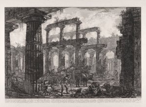 Vue des restes de la celle du Temple de Neptune (Uitzicht op de Resten van de Cella van de Tempel van Neptunus), uit Différentes vues de door Giovanni Battista Piranesi