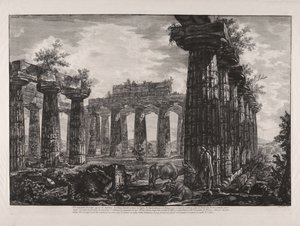 Binnenaanzicht van het zogenaamde College van de Anfictions, uit „Verschillende gezichten op ... Pesto“ (Verschillende gezichten op ... Paestum)