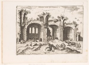 Gezicht op de Basilica van Maxentius te Rome