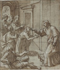 St. Laurentius geneest de blinden door Giovanni Battista Pozzi