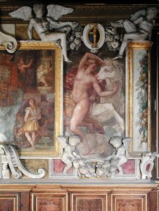 Vrouwelijke figuur met een paard, uit de Galerie van Frans I, 1530-40 door Giovanni Battista Rosso Fiorentino