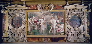 De fontein van de jeugd, detail van decoratief schema in de galerij van Frans I, 1530-40